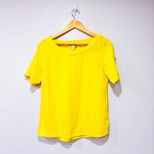 LAURA Yellow Linen‎ women’s T-Shirt | Lightweight Summer Top | Small *